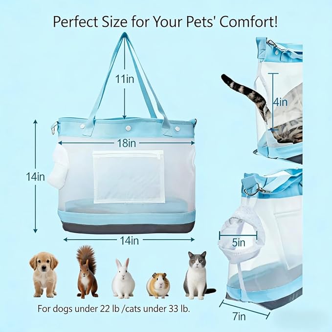 Dog Purse Carrier for Small Dogs - Pet Carrier for Cat, Soft Sided Dog Carrier for Small Animals,Collapsible Breathable Lightweight Pet Carrier Sling for Outing Travel Vet-Light Blue