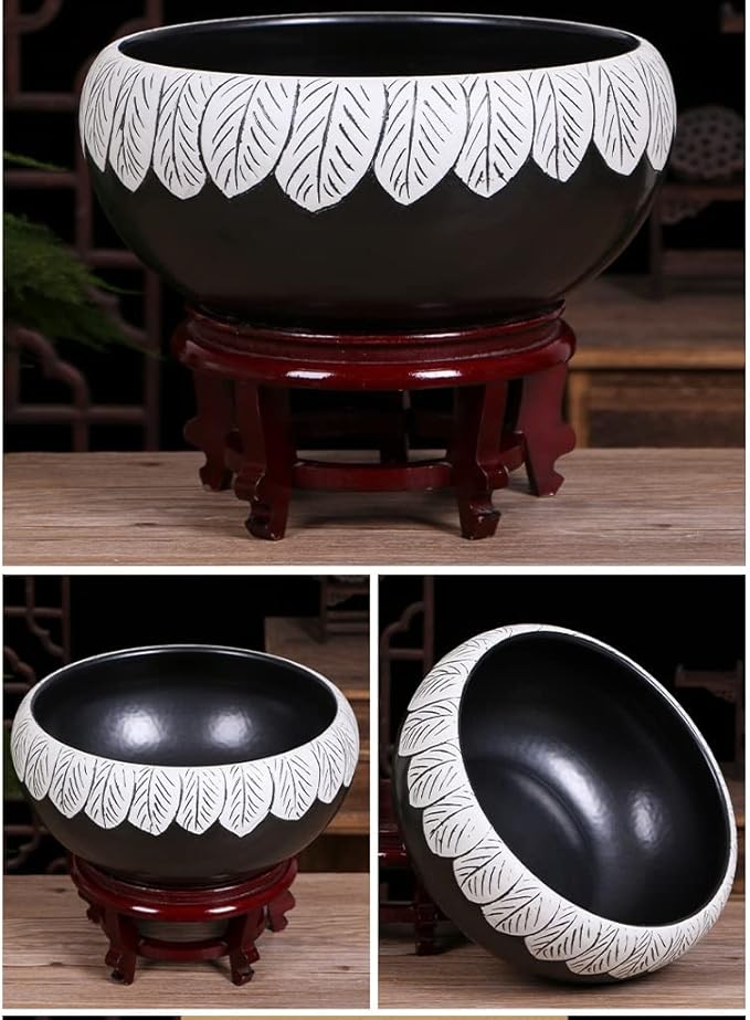 Fish Tank Aquarium Fish Tankchinese Style Ceramic Goldfish Bowl Home Living Room Office Desktop Fish Culture Bowl Aquarium Starter Kits Fish Tank Decor(A,50CM)