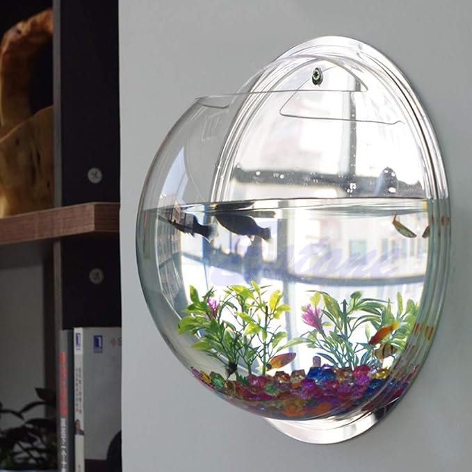 Wall Mounted Fish Bowl Hanging Betta for Aquarium Wall Decor Plant Fish Bubble Bowls Clear Acrylic 5.9" 7.7" 10.2"