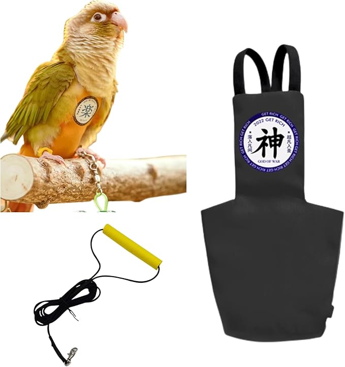 MANON ROSA Bird Diapers Leash Set Washable Reusable Handmade Flight Suit Waterproof Inner Layer - Protective Parrot Nappy Clothes Parakeets Macaws Budgies Canaries (Red7,Cockatiel)