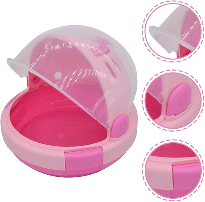 Yardwe Portable Small Parrot Cage with Pink Plush Nest Handheld Travel Pet Birds Carrier for Small Parrots and Young Birds Warm Space Capsule