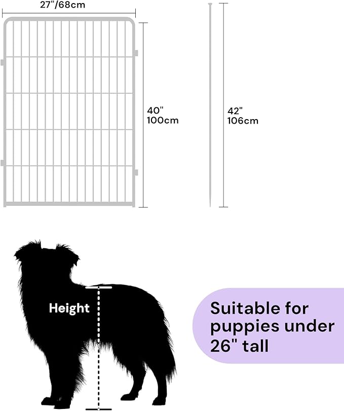 SunsGrove Indoor Dog Playpen, 40 Inch 4 Panels Play Pen for Medium and Large Dogs, Easy Setup Anti-Rust Pet Fence, White