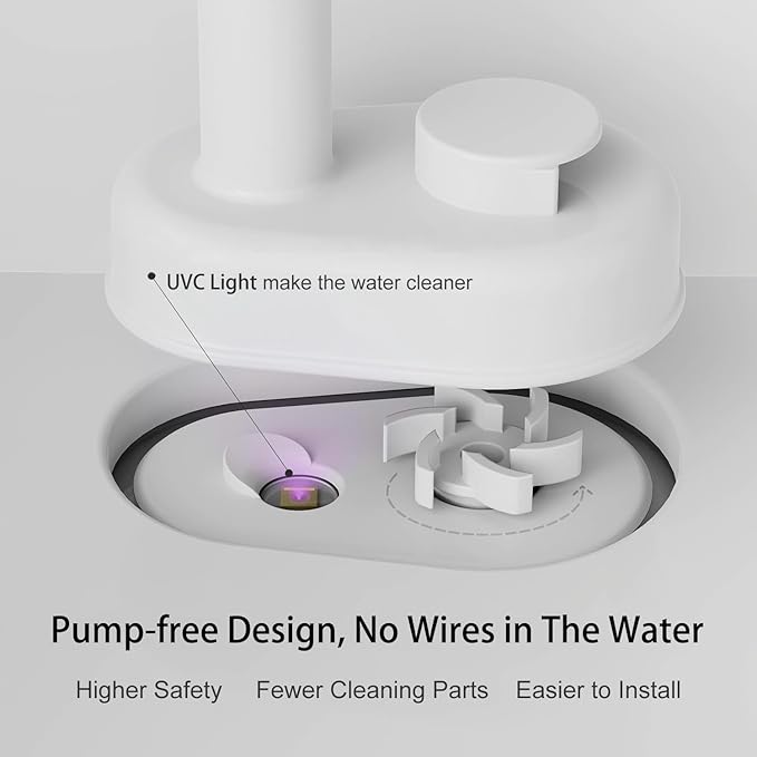 Cat Water Fountain, 122oz/3.6L Pumpless Wireless Cat Fountain, Cordless Water Fountains for Cats Indoor, Dog Pet Water Fountain Battery Operated with Stainless Steel Tray (Black, Fountain+2 Fliters)