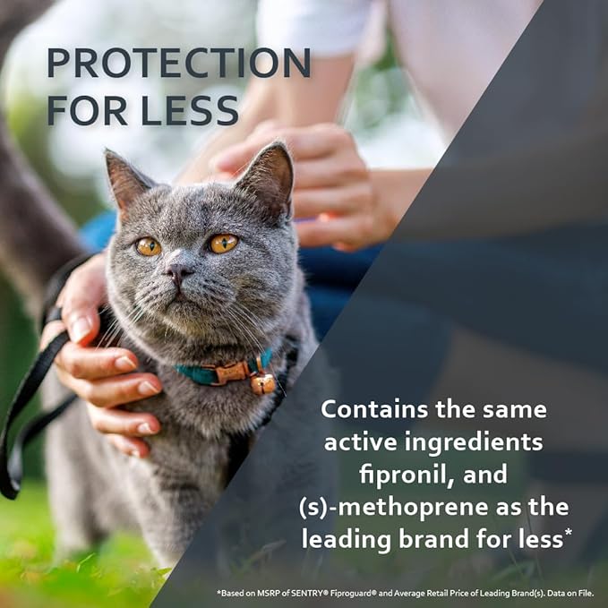Sentry Fiproguard for Cats, Flea and Tick Prevention for Cats (1.5 Pounds and Over), Includes 3 Month Supply of Topical Flea Treatments