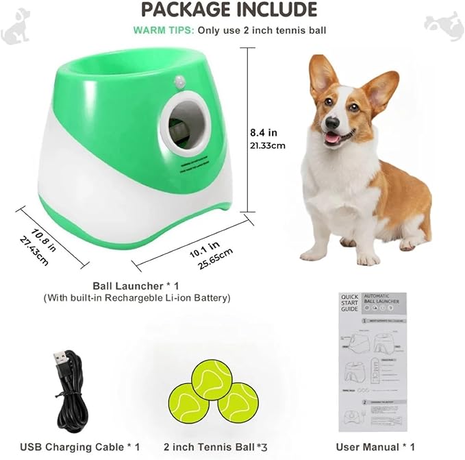 Dog Launcher Automatic Toy Tennis Throwing Pinball Machine Fun Interactive Throw Rechargable Catapult USB Charging(Blue)