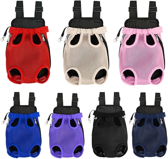 Pet Carrier Backpack - Adjustable Pet Front Cat Dog Carrier Backpack Travel Bag,Legs Out,Easy-Fit for Traveling Hiking Camping for Small Medium Dogs (Red, Large)