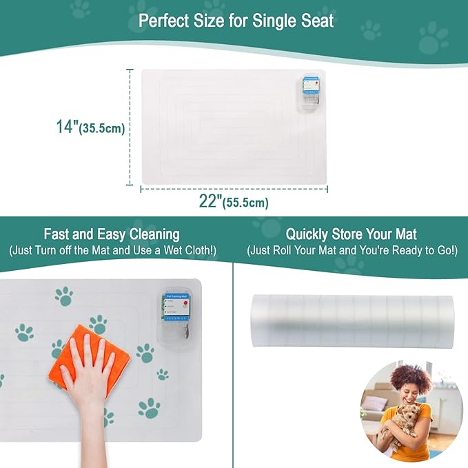 SEERWAY 2-Pieces Pet Shock Mat for Dogs & Cats - Keep Pets Off Couch, Bed, Kitchen Counter with 3 Training Modes, Waterproof & Adjustable Deterrent Mat