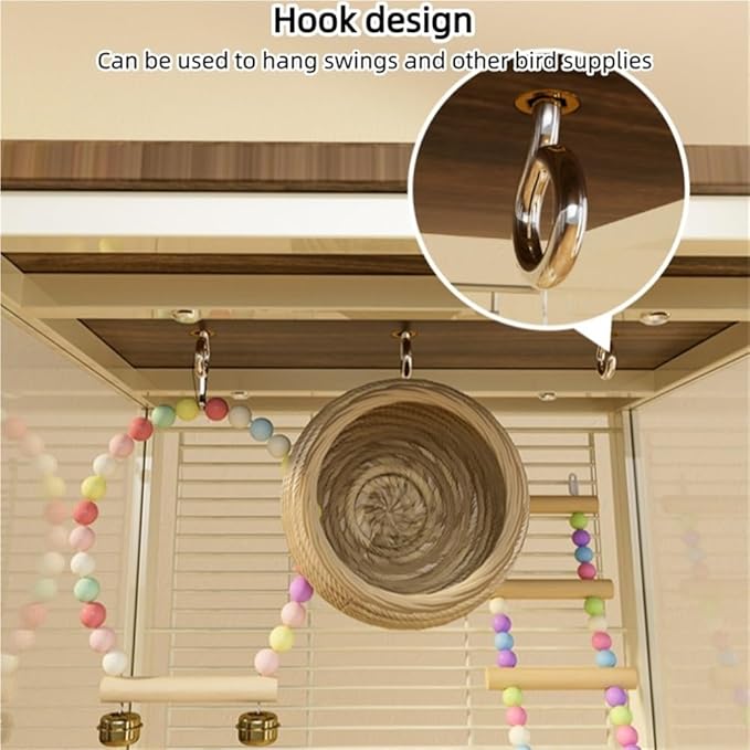 Medium Bird Cage with Rolling Wheels, Modern Clear Decorative Birdcage for Lovebirds, Hill Mynas, Budgerigars, Sun Conures, Munias, White-Eyes(Gray)