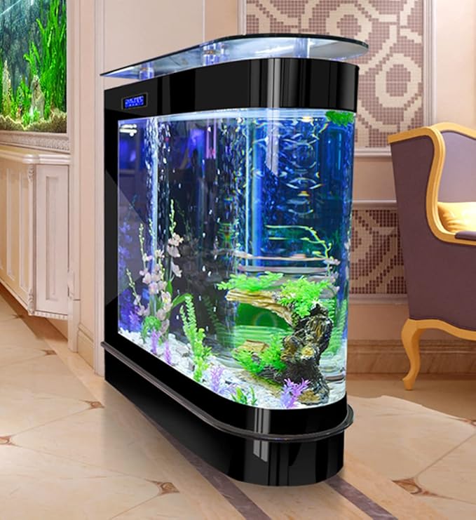 Aquarium Kit Upright Black Fish Tank Large Glass Fishbowl Glsaa Bar for Patios Living Office Room and Kitchen 47.3*49.6*15.8in…