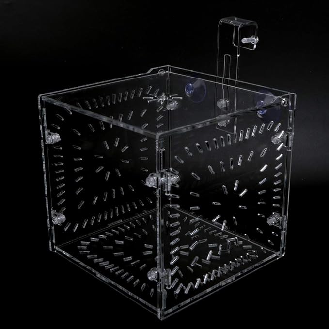 Fish Tank Breeding Box Acrylic Isolation Incubation, Adjustable Height, Transparent - Durable Material, Stable Attachment, Ideal for Aggressive and Sick Fish (15CM*15CM*15CM)