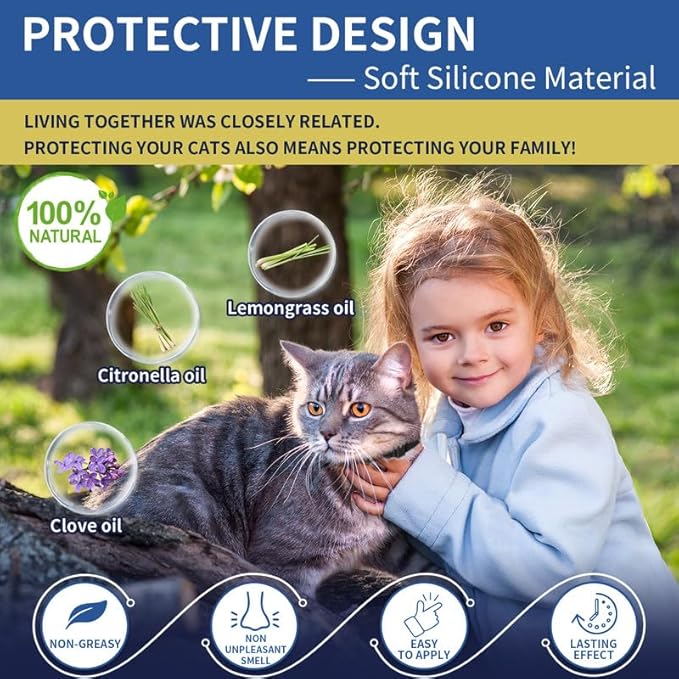 4 Pack Flea Collar for Cats, 32 Months Flea and Tick Prevention for Cat, Waterproof Natural Cat Fleas and Ticks Treatment, Adjustable Fleas and Ticks Collar for Cats Kittens(4 Colors)