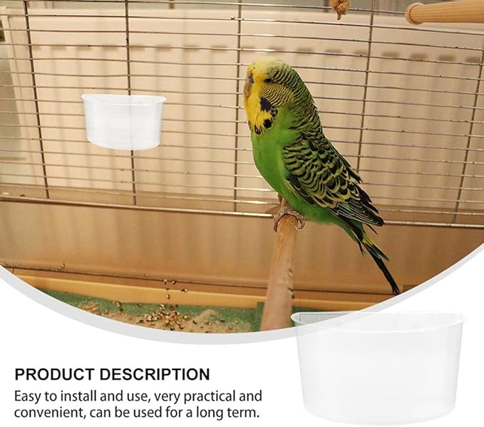 6Pcs Large Plastic Feeding and Water Cups for Pigeon Cage, Thickened Half-Round Bird Feeders and Watering Supplies for Pigeon and Bird Cage Use