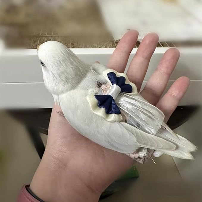 Bird Diaper Cockatiel Clothes Flight Suite, Reusable Parrot Nappy with Waterproof Inner Layer, Cute Pigeon Pants Urine Wet Suit Costume for Conure Macaw (Blue A,L)