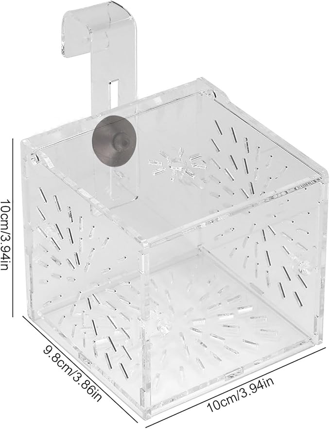 Acrylic Transparent Fish Tank Breeding Isolation Box, Aquarium Hatchery Incubator Holder with Adjustable Height and Dual Fixation for Freshwater Saltwater Tanks (10CM*10CM*10CM)
