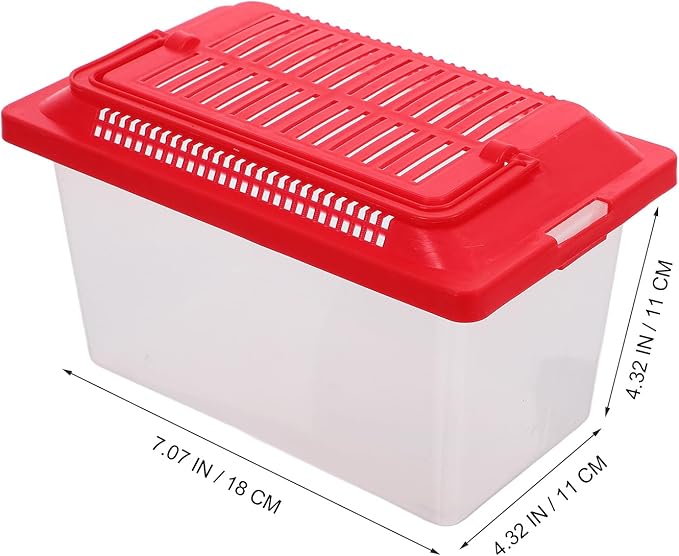 FRCOLOR Portable Fish Tank Handheld Aquarium Transparent Turtle Box Pet Hamster Box 7.08X8.66X4.33In Compact Reptile Amphibian Habitat