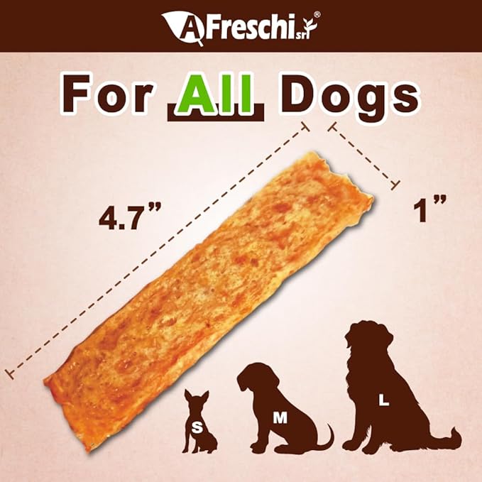 A Freschi srl Turkey Tendons for Dogs, USA-Sourced, Healthy Dog Treats, Rawhide-Free Puppy Chews, Long Lasting, All Natural, Hypoallergenic Dog Treats, Sliced, 3.5 oz Pack