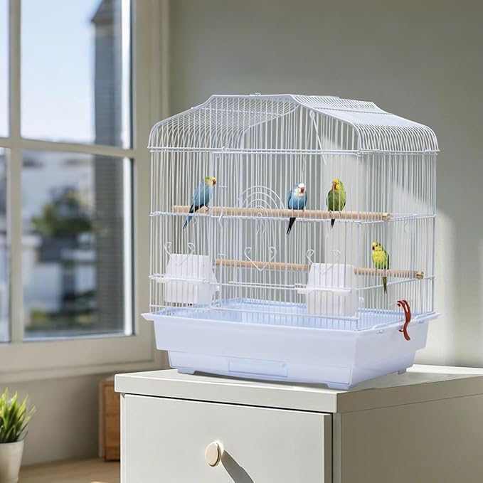 20.5" Travel Bird Cage, Portable Travel Bird Carrier Cage, Parakeet Cage with Handle, Perches & Food Container, Portable Birdcage for Small Parrots, Canaries, Cockatiel, Finches, Budgies, Conures