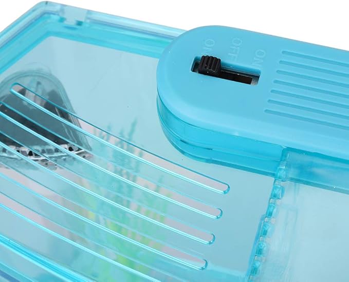 HEEPDD Triple Chamber Fish Breeder Box for Aquarium, Transparent Acrylic Small Fishes Breeding Isolation Box with Six LED Lights and Water Change Valve Breeder for Fish Tank (Blue)