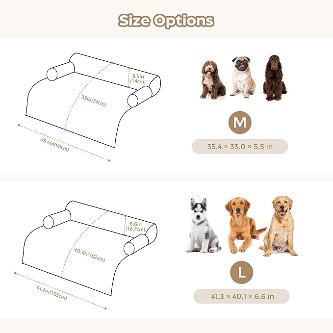 Avont Dog Bed Mat for Couch, Warm Fluffy Calming Sofa Topper Furniture Protector for Small Medium Large Dogs Cats with Removable Washable Cover -Lightgrey(M)