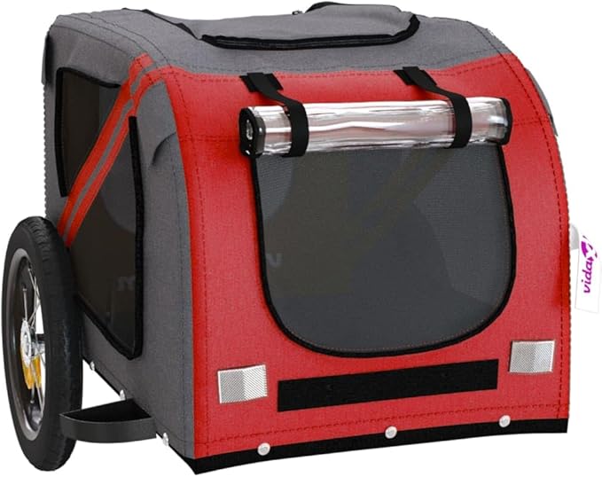 Pet Bike Trailer for Small Dogs, Durable Oxford Fabric with Weatherproof & Scratch-Resistant Design, Zippered Doors and Mesh Windows for Safe Outdoor Rides