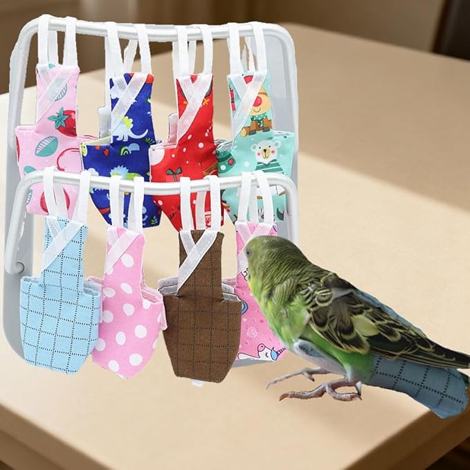 4pcs Bird Diaper Parrot Flight Suit with Waterproof Inner Layer Pigeon Pants Parrot Nappy Reusable Cockatiel Clothes Adjustable for Parakeet Mini Macaw Budgie Canary - color2 M