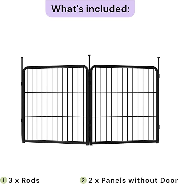 SunsGrove Dog Playpen for Outdoor, Heavy Duty 24 Inch 2 Panels Puppy Play Pen for Indoors, Free and Safe Play Dog Fence, Black