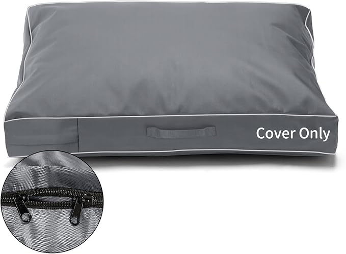 COSHNIBI Dog Bed Covers Replacement Washable,Waterproof Dog Bed Cover with Zip and Carry Handle for Dog/Cat 30''Lx20''Wx3''H-Grey