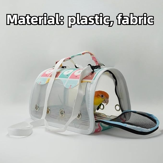 Bird Carrier Bag Bird Travel Cage with Indestructible Stainless Steel Mesh, Feeder Cups and Stand Perch, Portable Bird Travel Bag, Pet Transparent Breathable Travel Cage (Black,Medium)