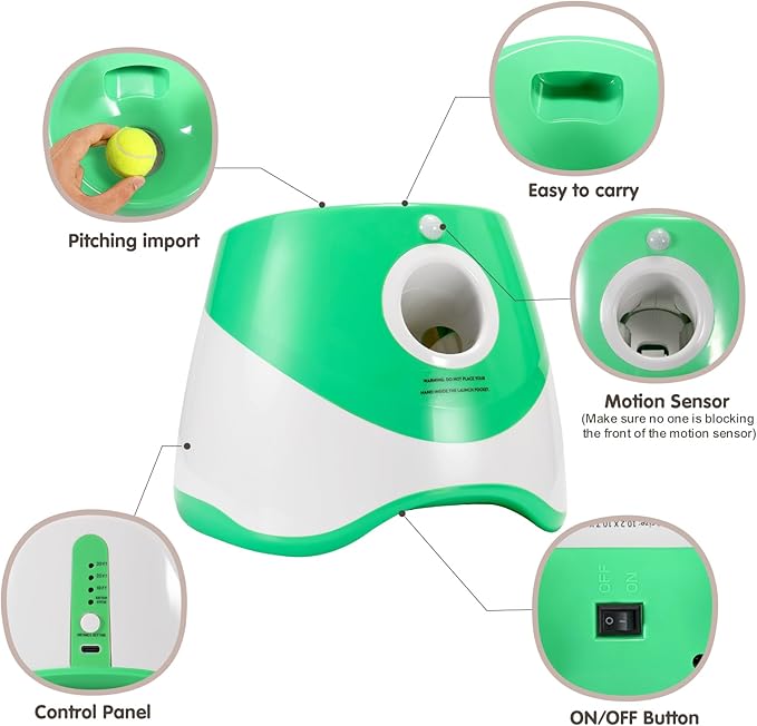 Automatic Dog Ball Thrower with 3 Interactive Tennis Balls, Electric Pet Dog Ball Launcher Interactive Dog Toy,Adjustable Distance Settings for Indoor and Outdoor Play