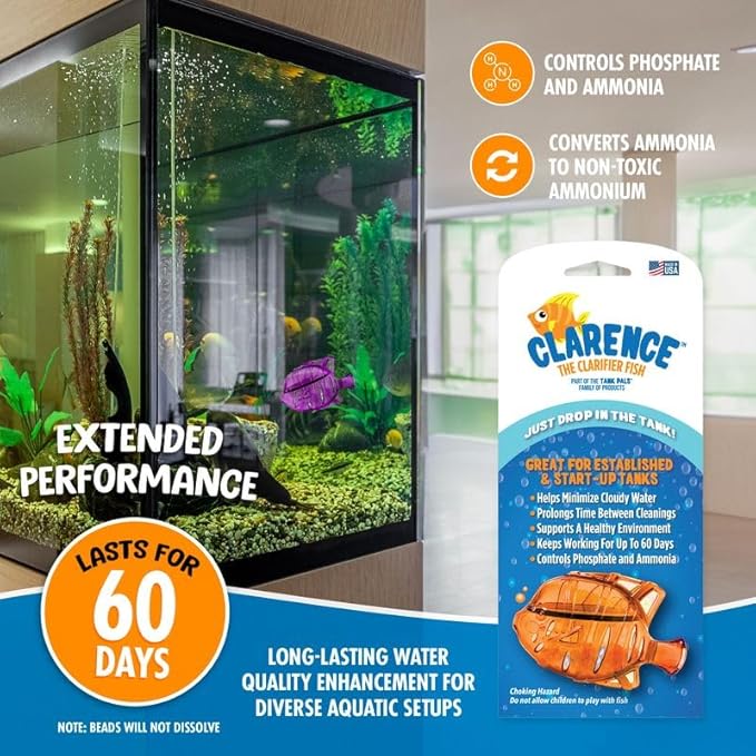 Aquarium Water Clarifier | Clear Cloudy Fish Tank Water Treatment, Safe for Freshwater & Saltwater Fish and Plants - Orange, 1 Pack