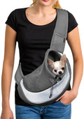 YUDODO Pet Sling Carrier for 5-9 lbs Small Dogs & Cats – Hands-Free Puppy Carrier with Safety Hook, Large Zipper Pocket, Soft Breathable Mesh, Adjustable Strap & Reflective Strip (Gray 1.0 M)