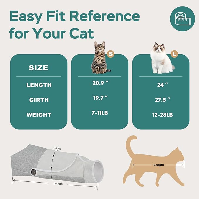 Self-Adhesive Cat Grooming Wrap, Cozy Cat Wrap for Cutting Nails, Breathable Anti-Scratch Cats Swaddle Bag for Brushing, Ear Cleaning, Dental Care, Medication, Injections, Grey M