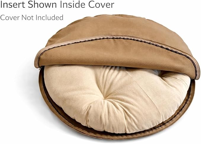 Round Dog Bed Insert Natural – Muslin Cotton Cover with Raw Cotton Filling, Breathable, Plastic-Free, Replacement Cushion (Extra Small 18" x 3")
