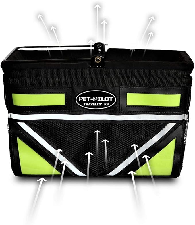 TRAVELIN K9 Pet-Pilot MAX Dog Bicycle Basket Carrier | 8 Color Options for Your Bike (Silver/Grey)