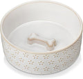 MALACASA Ceramic Dog Food Bowl, 3.5 Cups or 32oz Dog Food Water Dish for Mudium Breeds, Pet Bowl Dishwasher & Microwave Safe, Five-Leaf Grass, Series Lydia