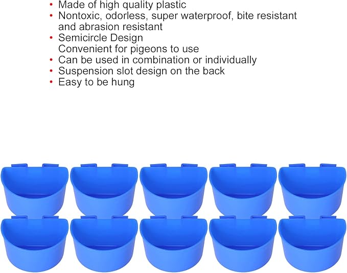 Zerodis Pigeons Feeding Cups, Plastic Bird Dish for Watering and Feeding, Easy to Hang Supplies for Bird Breeders and Pet Owners (Blue)