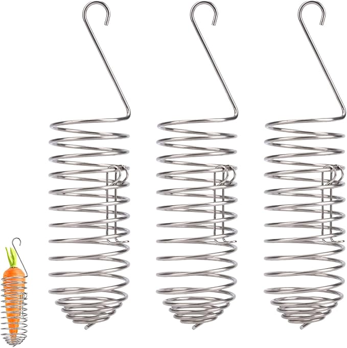 2pcs Bird Treats Holder, Stainless Steel Parrot Food Holder Hanging Basket Cage Accessories Bird Foraging Chew Toy Corn Cob Fruit Vegetable Millet Feeder for Macaw Cockatoo Parakeet Canary