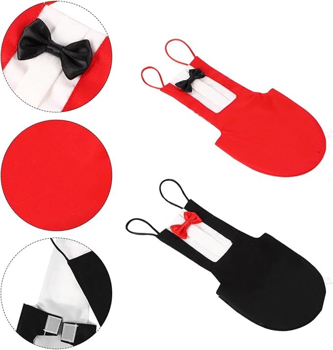 HANABASS 2Pcs Bird Diaper Parrot Suit Diapers, Cotton Pet Bird Clothes Pee Pads, Bird Harness Reusable, Macaw Parakeet Flight Suit for Birds, Cockatiel, Budgie, Red Black