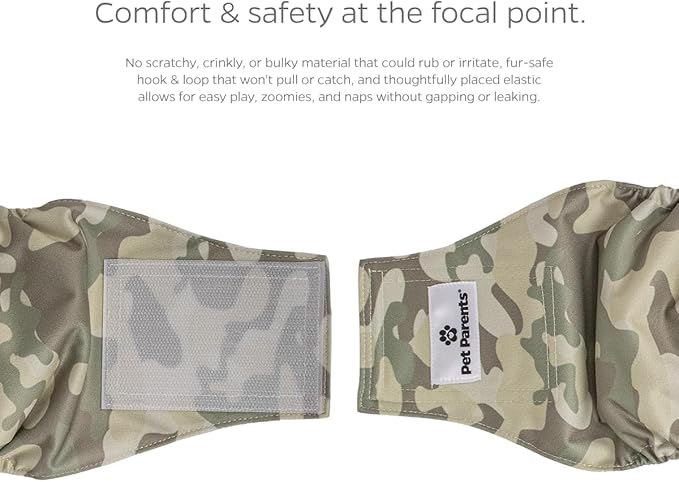 Pet Parents® Washable Belly Bands for Male Dogs (3pack) + Extendrs® of Durable Dog Diapers Male, Premium Male Dog Diapers & Dog Wraps (X-Small, Camo)