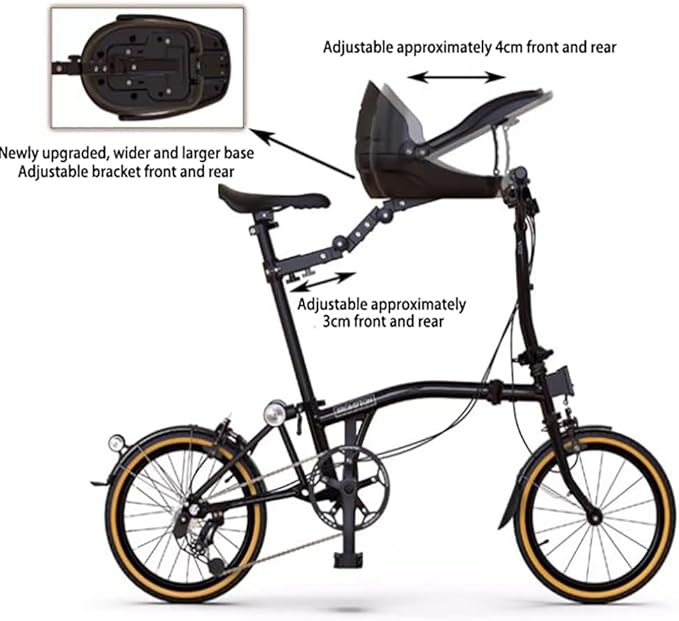 Dog Bike Seat – Front Bicycle Pet Seat with Adjustable Bracket, Backrest Angle & 3-Point Safety Harness, Footrest Extension, Fits 30–34 Mm Seat Tubes – Small Dog Bike Carrier(Black)
