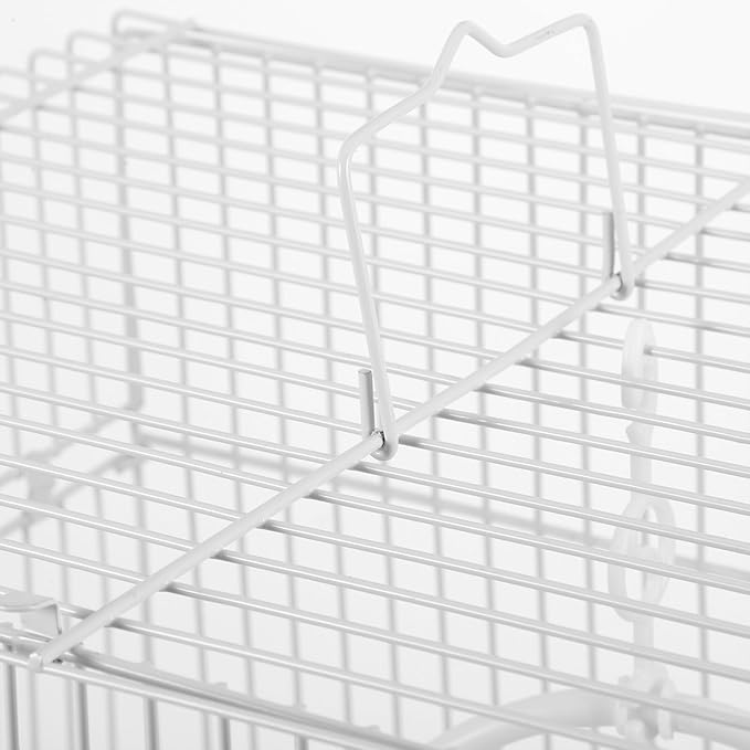 NUOBESTY Portable Metal Bird Carrier Cage for Parrots Conures Travel Use Iron Material Featuring Safety Design Stylish White Finish Suitable for Home and Outdoor Adventures