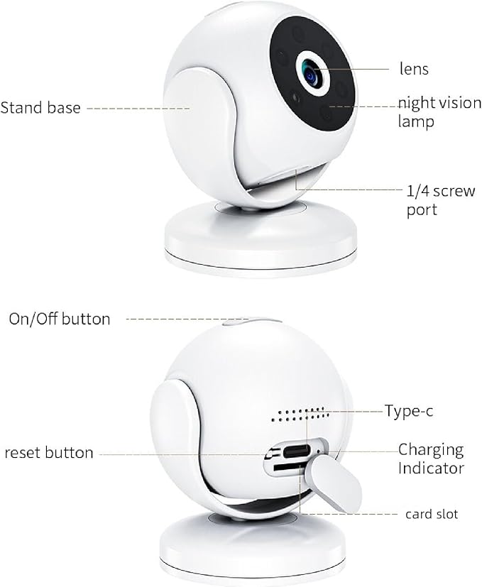 Bewinner 2K Indoor Security Camera, 360 Degree Cameras for Home Security Indoor with Motion Detection, Pet Camera with Phone App