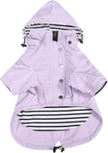 Morezi Dog Zip Up Raincoat with Reflective Buttons, Rain/Water Resistant, Adjustable Drawstring, Removable Hood, Raincoats with Legs 8lbs to 80lbs Available - Purple - XL