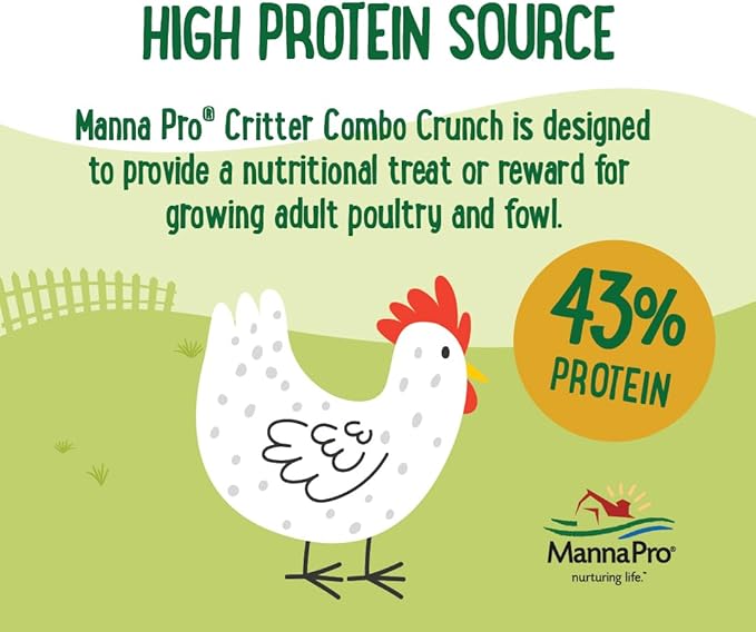 Manna Pro Farmhouse Favorites Critter Combo Crunch Poultry Treat, Protein Poultry Treat, Encourages Natural Foraging Behavior, 100% Natural Blend of Black Soldier Fly Larvae, Mealworms & Shrimp, 2lb