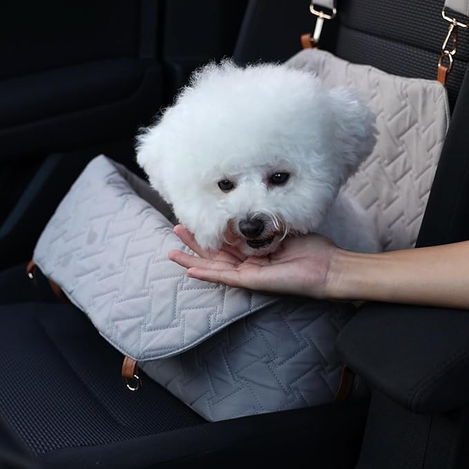 Small Dog Carriers Purse Bag,Dual Use,Car Safety Seat Light Cozy Pet Bed Kennel for Puppies Cats Lightweight Bags Fashion Woman Handbag Totes Go Vet Outdoor(Grey)