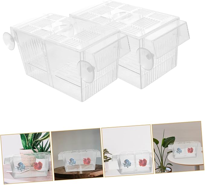 Happyyami 2pcs Fish Tank Breeding Box Aquarium Incubator for Juvenile Fish Viewing Cup Attached Isolation for Pregnant