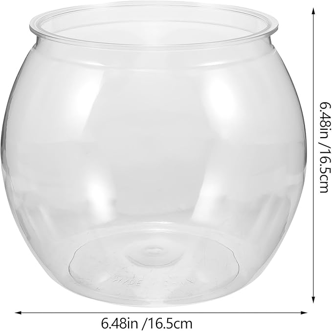 balacoo Transparent Fish Bowl Small Round Aquarium Plastic Fish Tank for Betta Goldfish Turtle Reptile Habitat Home Office Decor 6.49X6.49X5.31In