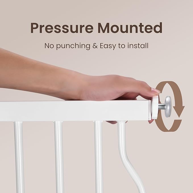 Extra Wide Baby Gate with Door Pressure Mounted 62.2-66.9 Inch,Child Dog Baby Safety Gates for Doorways,Walk Through Dog Gate Indoor for The House Kitchen Stairs No Drilling,White