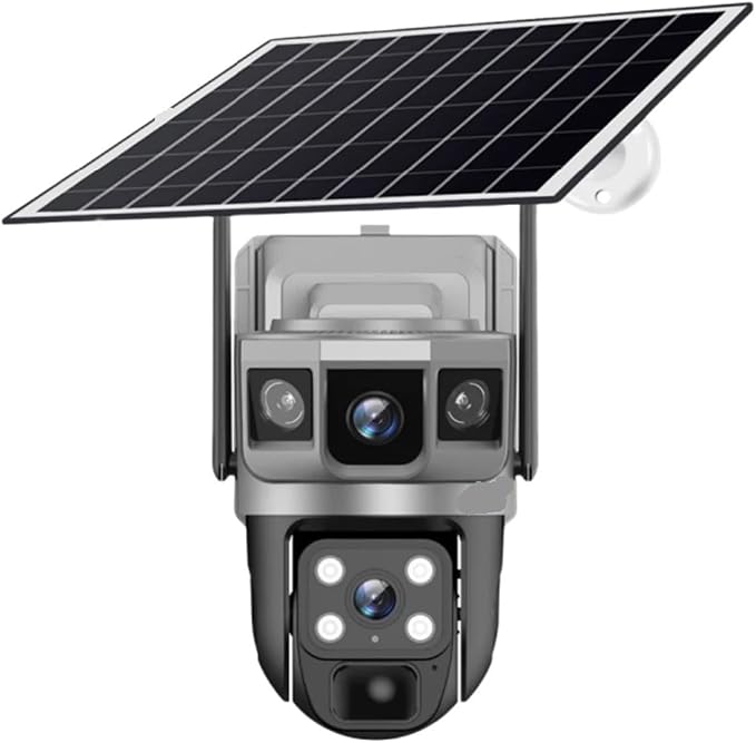 for Outdoor Camera Battery CCTV Monitor 4G SIM Card Network IP Security Pet Camera Motion Detection 3 Screen PTZ Camera(4G CCTV 128G Card)