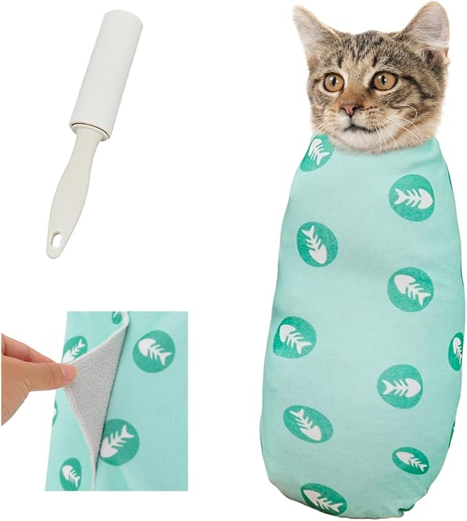 Supet Cat Wrap for Cutting Nails, 2025 Self-Adherent Cat Grooming Wrap, Anti-Escape Calming Swaddle for Medicine, Nail Clipping, Teeth Brushing, Ear Cleaning